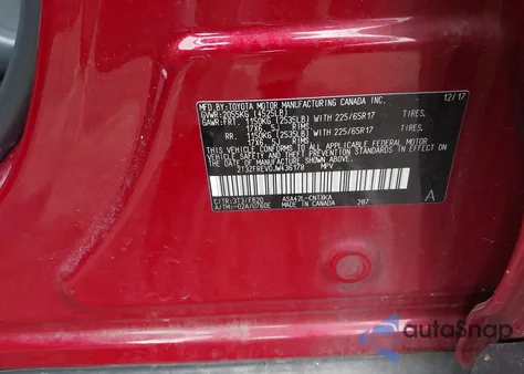 2018 Toyota Rav4 Le z USA, uszkodzony, nr VIN 2T3ZFREV0JW436178